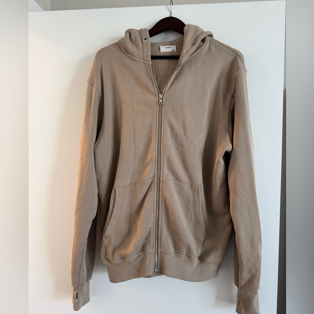 Joah Brown Oversized full zip hoodie in Sand size S/M